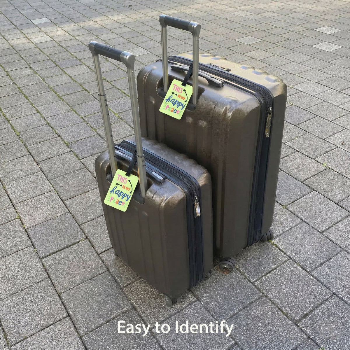 Suitcase identification luggage tag with secure strap