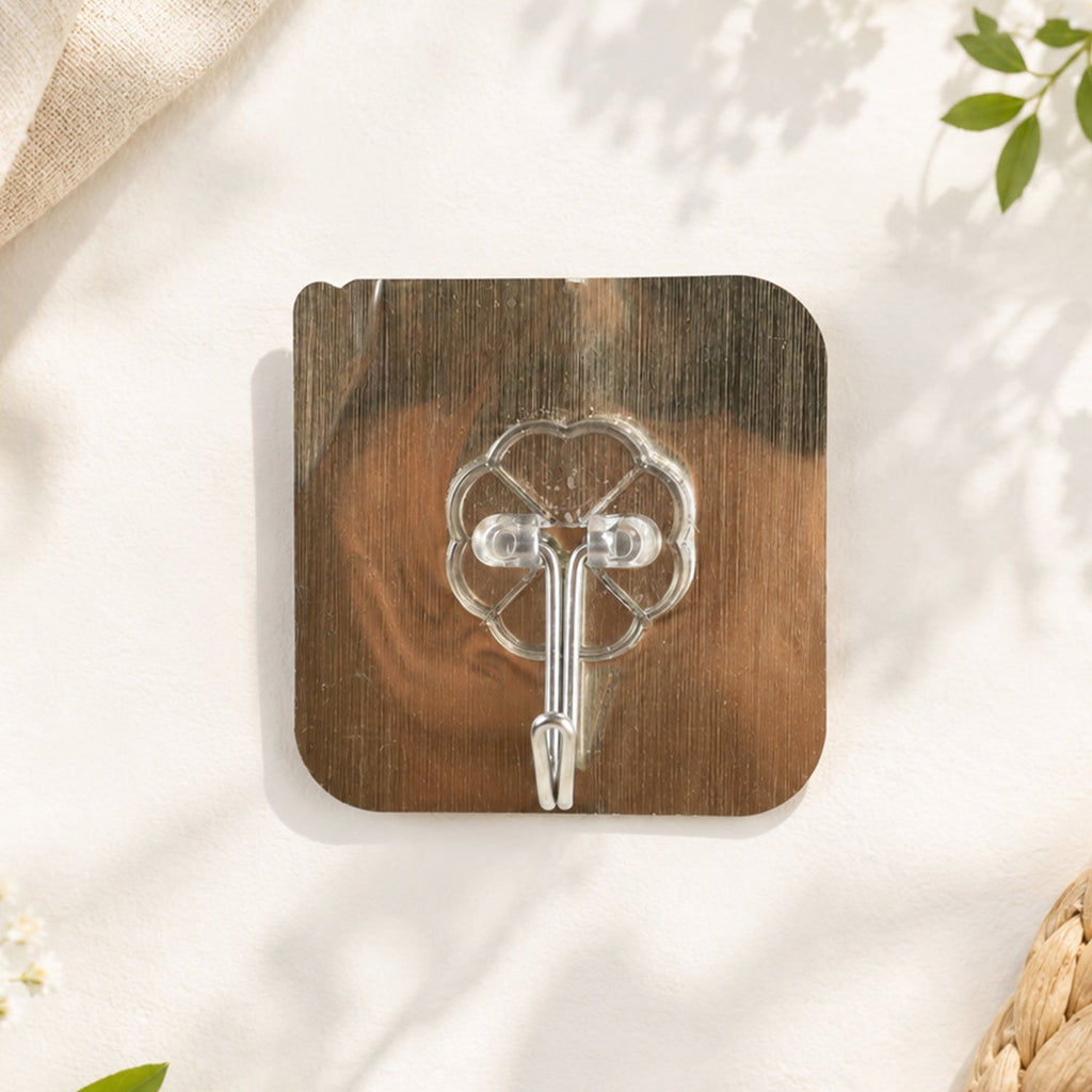 Plastic self-adhesive wall hook packaging emphasizing ease of use