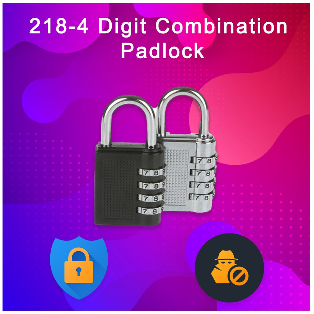 Sturdy metal combination lock on a clean white background.