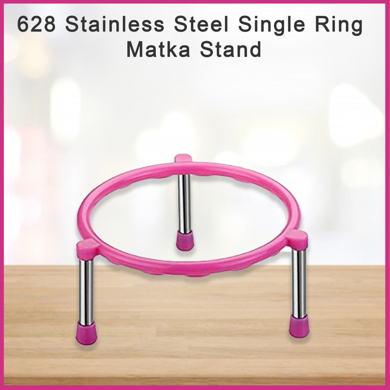 Another angle of the versatile stainless steel matka stand in a home setting.