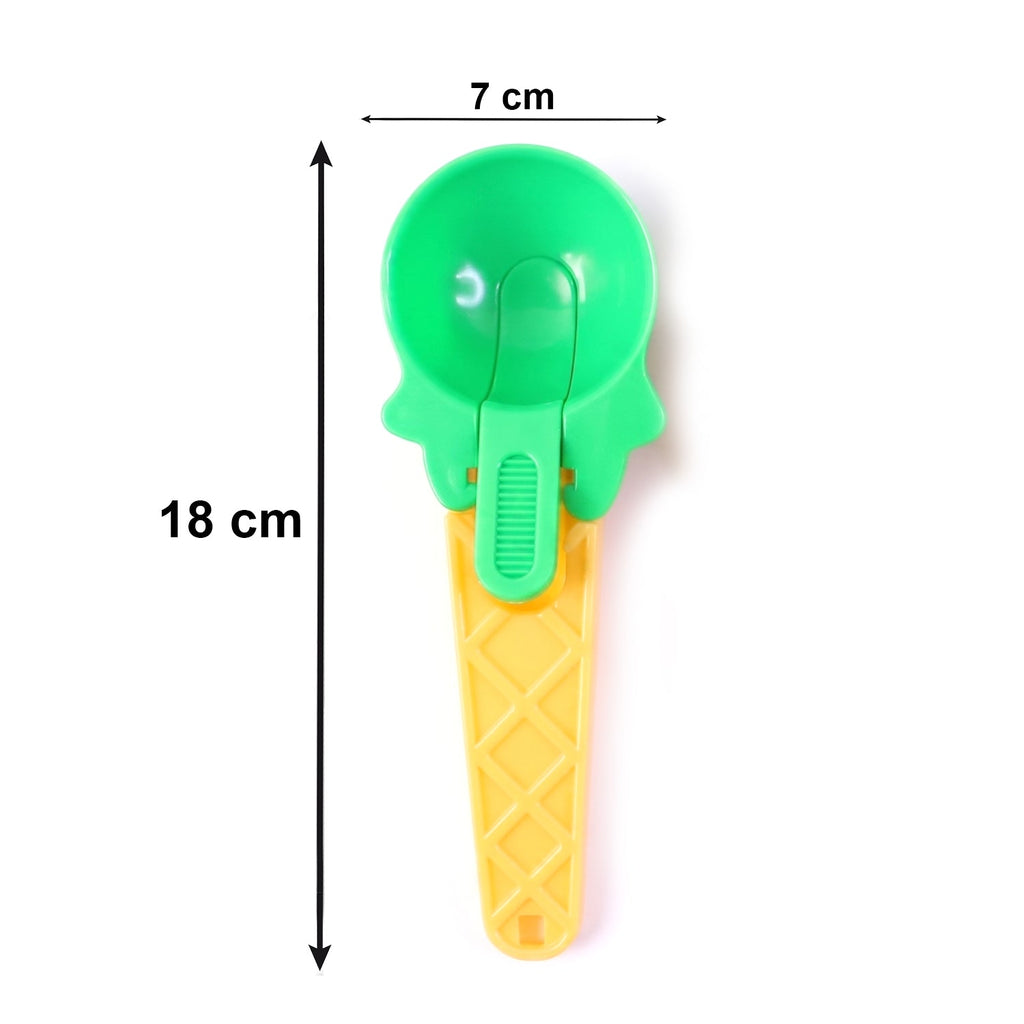 Top-down view of the two plastic ice cream scoops, showcasing their design.