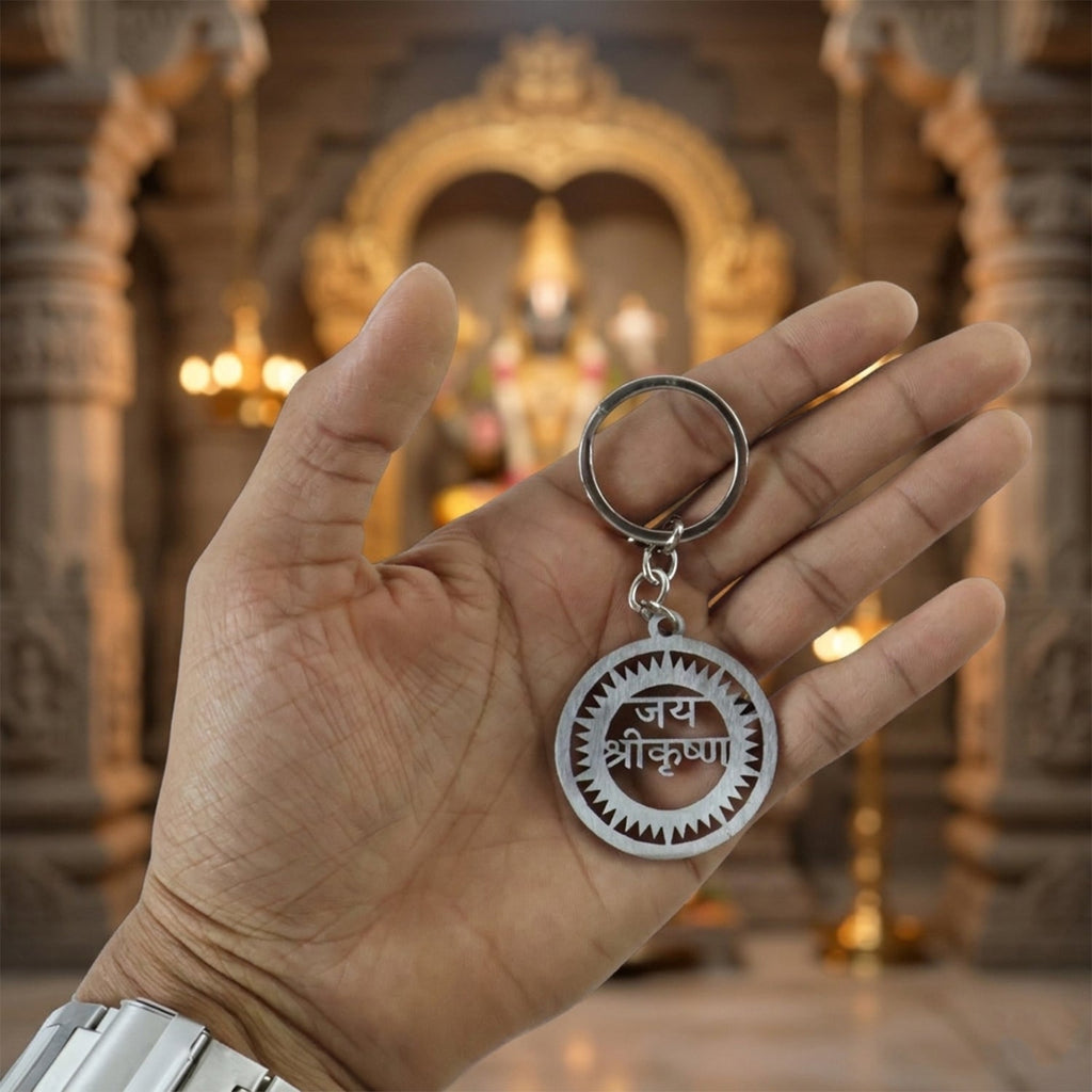 Decorative Hindu god Krishna keychain for spiritual daily use