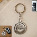 Jay Shree Krishna engraved metal keychain with circular design