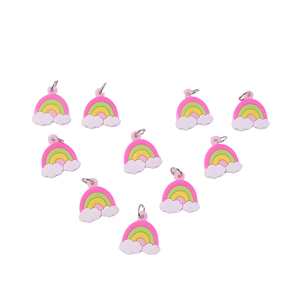 Rainbow cloud keychain attached to bag for decorative look