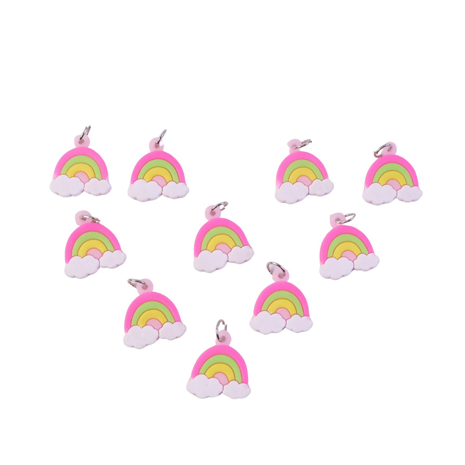 Rainbow cloud keychain attached to bag for decorative look