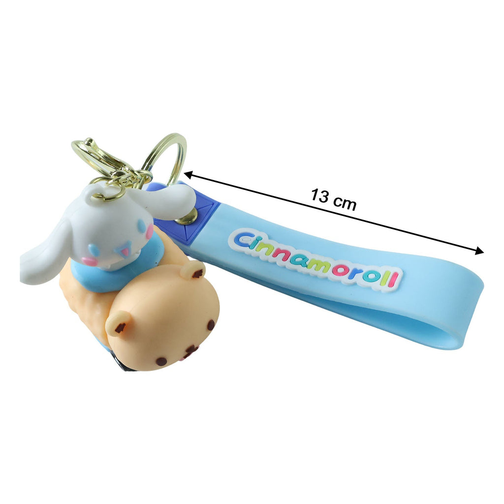 Size comparison showing lightweight cartoon dog silicone keychain