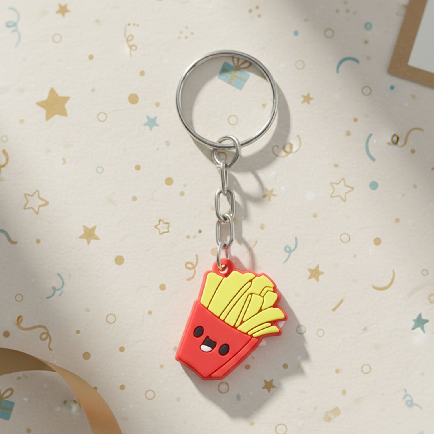 French Fries Keychain – Cute Smiley Cartoon Bag Charm