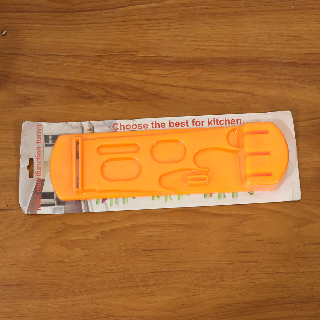 Lifestyle shot of the plastic knife stand holding a variety of kitchen knives, ready for use.