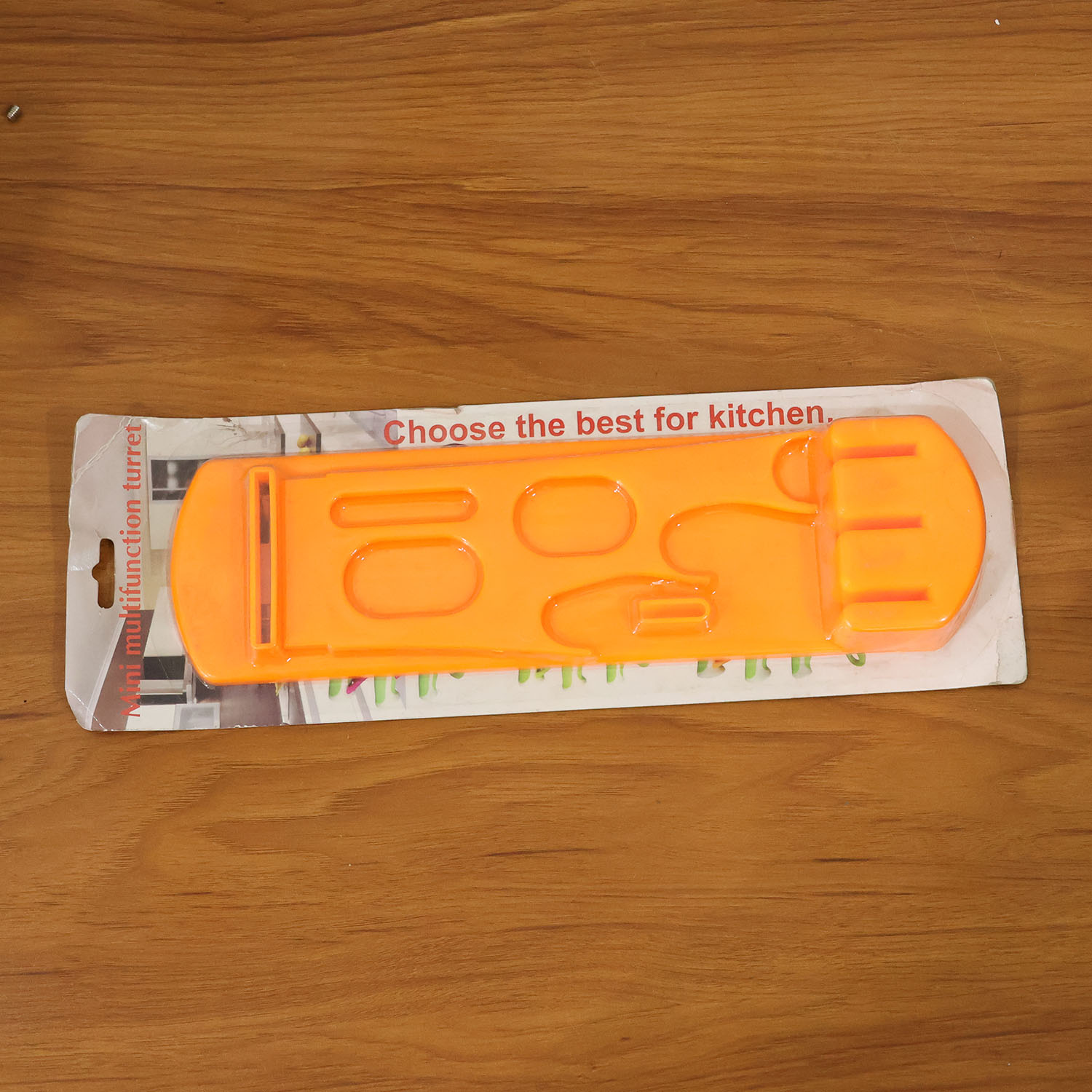 Lifestyle shot of the plastic knife stand holding a variety of kitchen knives, ready for use.