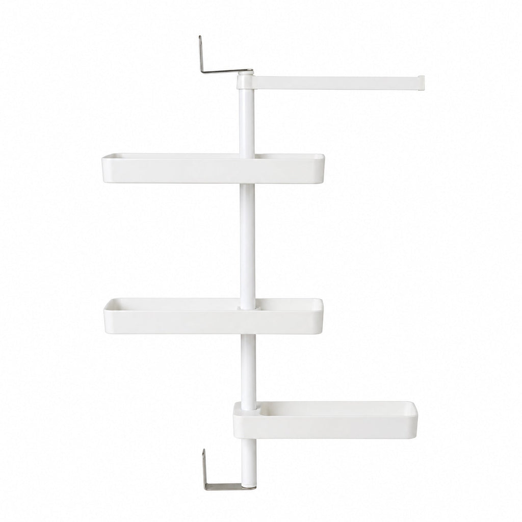 Rotating storage rack filled with kitchen items demonstrating storage capacity
