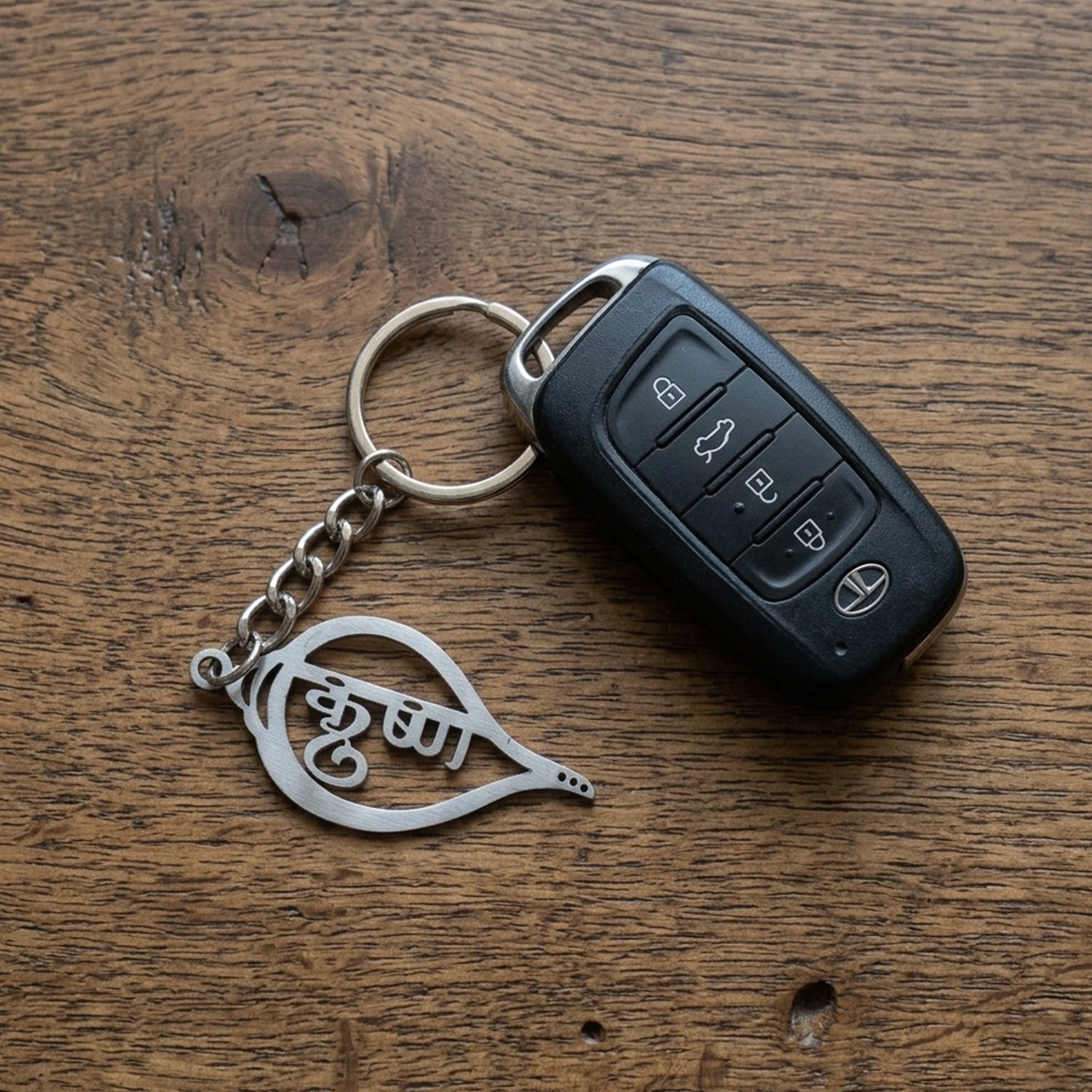 Hindu Krishna spiritual keychain with metal finish
