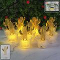 Set of 12 cactus shaped LED tealight candles with transparent holders for home décor