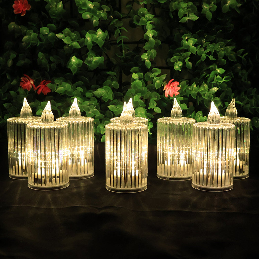 Premium crystal-effect flameless LED candle light glowing flicker