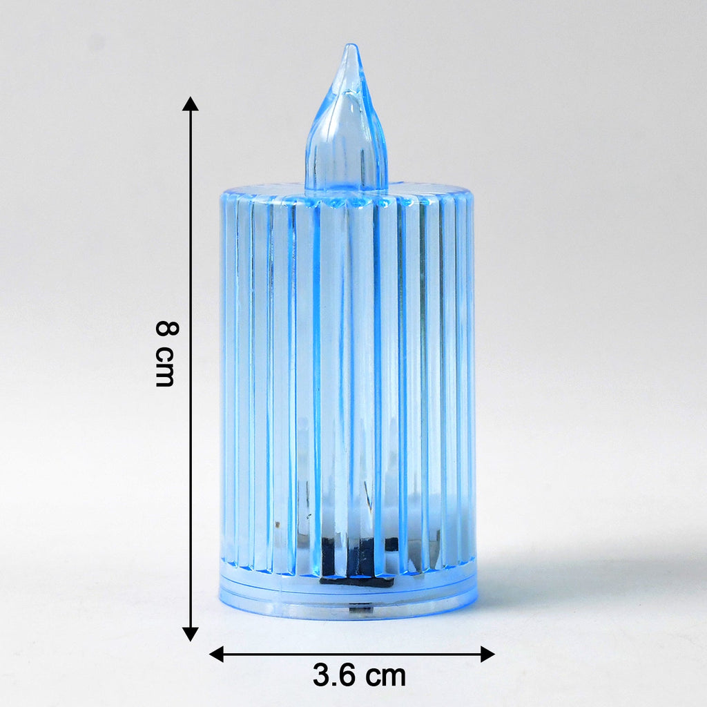 Decorative flameless LED candle light showcasing ribbed crystal texture