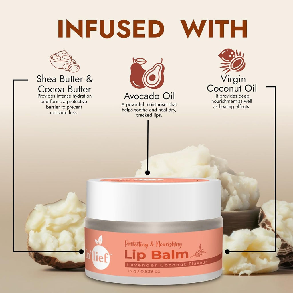 In'lief lip balm container showing moisturizing lip care product