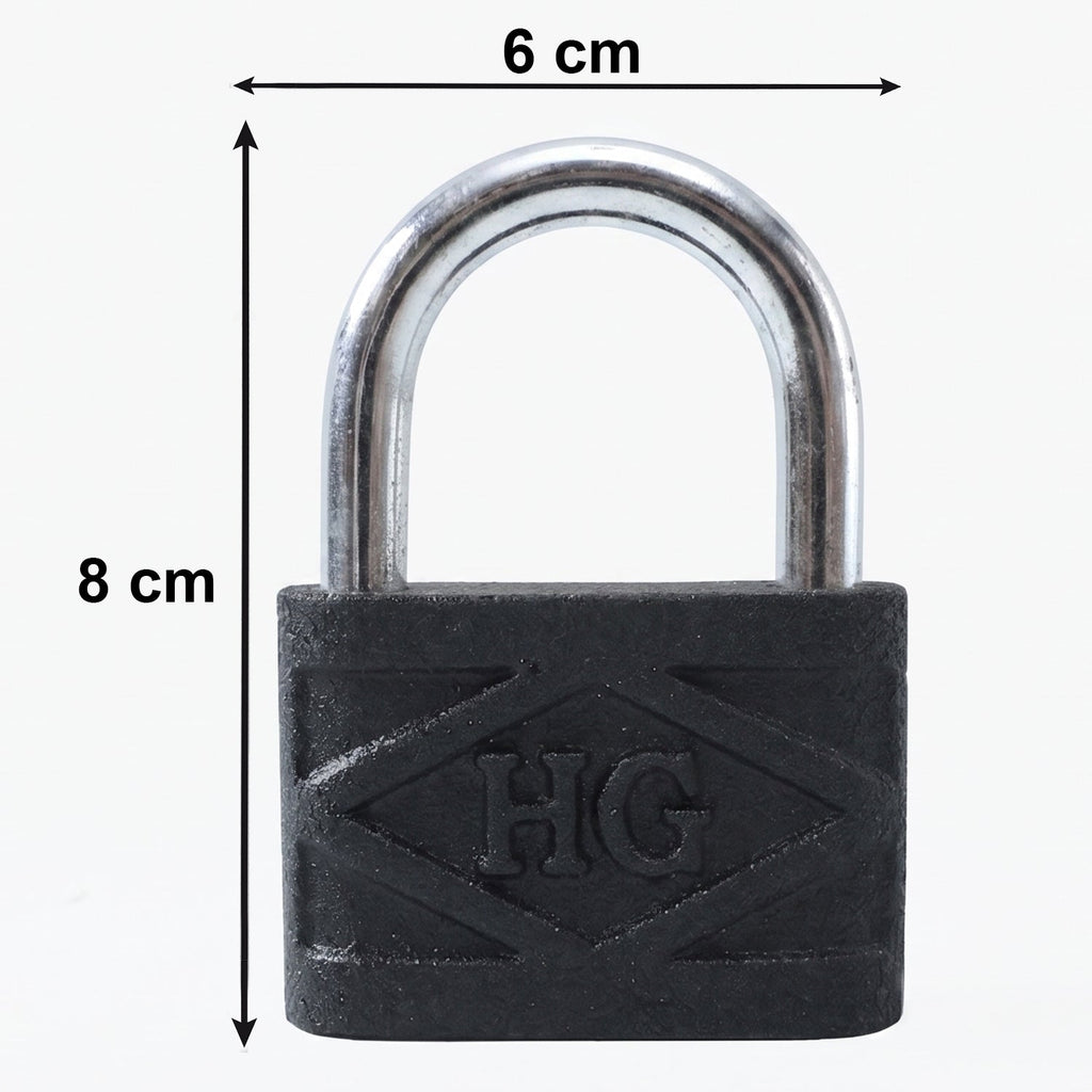 Side view of the 60mm iron padlock, showcasing its solid build and design.