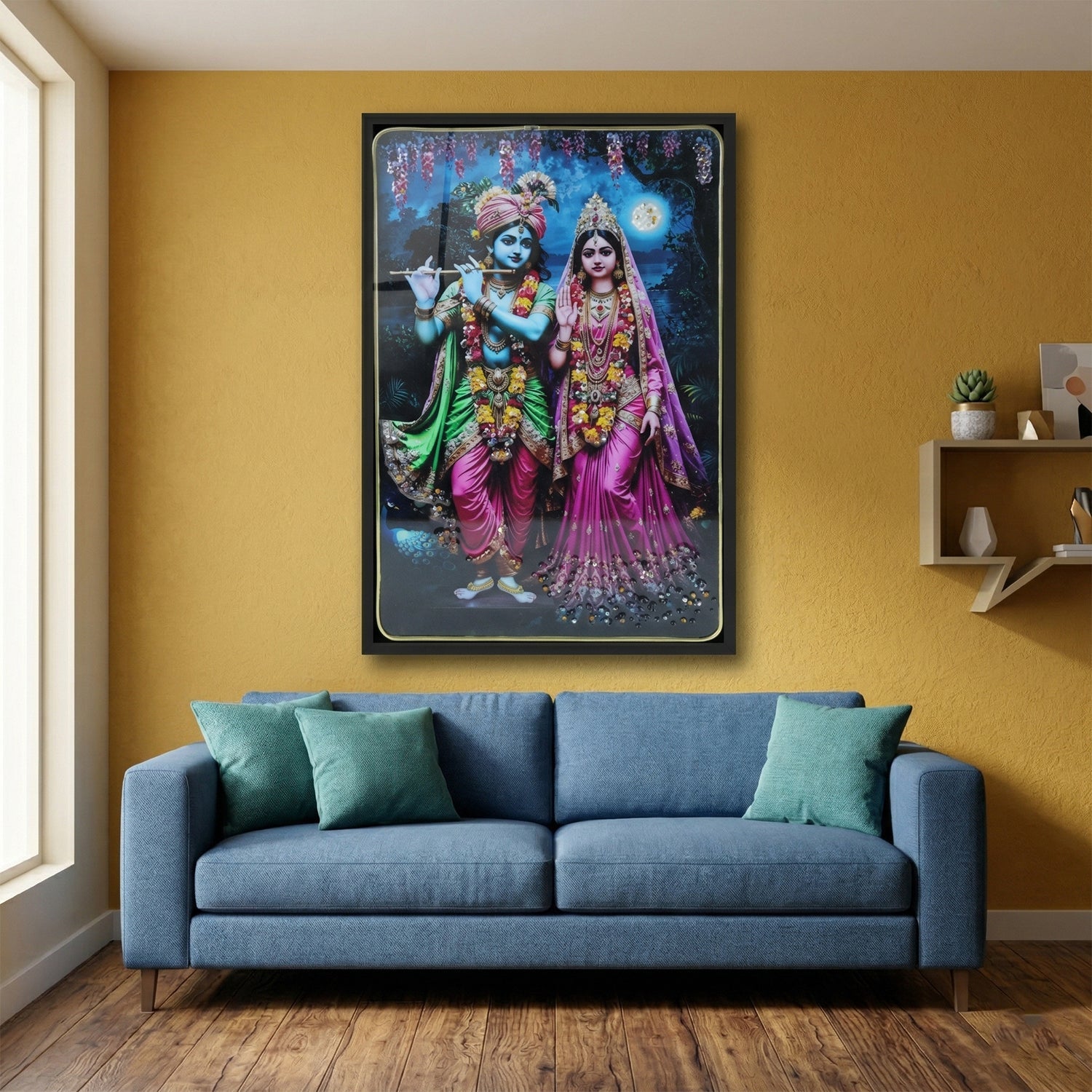 Divine Radha Krishna painting for spiritual wall decoration