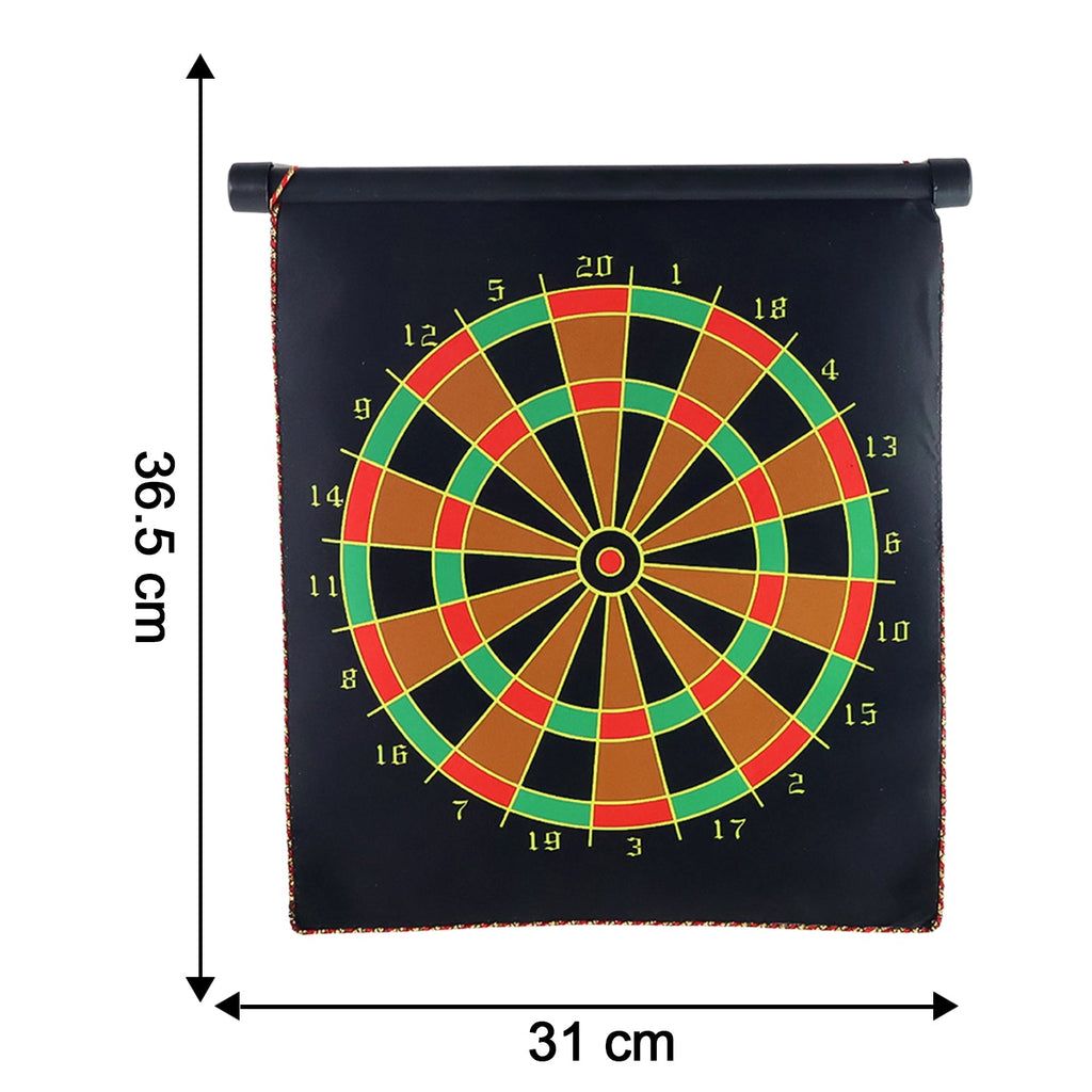 Size reference showing 12-inch magnetic dartboard set