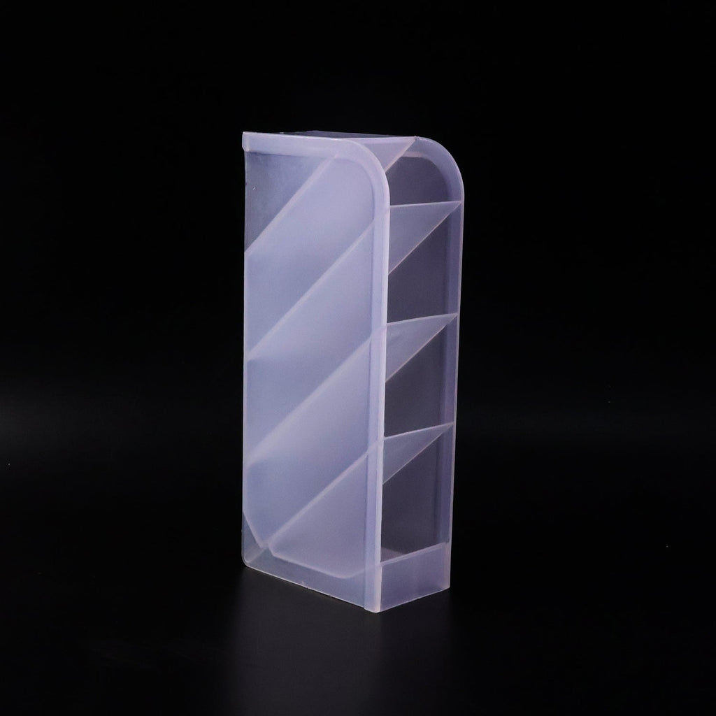 Close-up of plastic multi-storage holder compartments