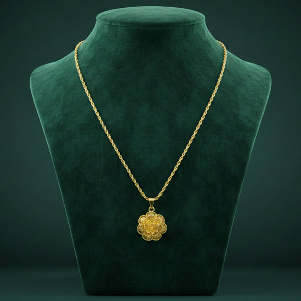 Gold finish floral traditional pendant necklace with unique design