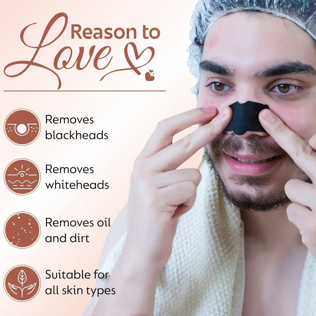 Close-up of activated charcoal nose strip removing blackheads