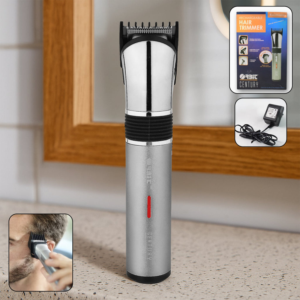 Rechargeable hair trimmer for men with adjustable comb for precise styling
