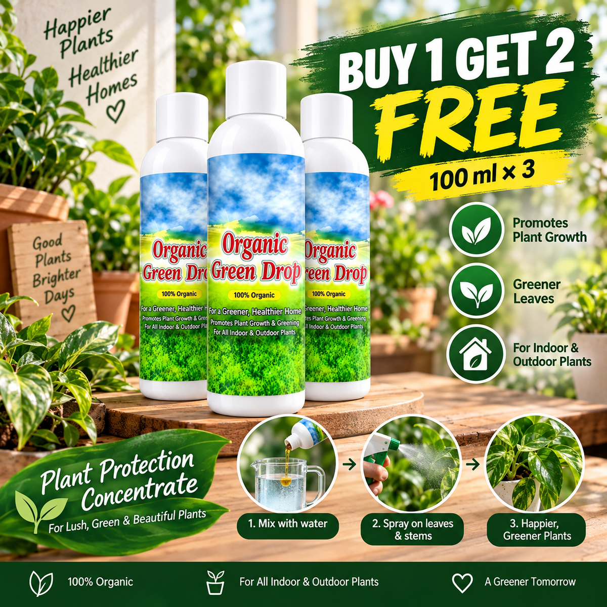 Organic Plant Booster – Liquid Fertilizer for All Plants | Buy 1 Get 2 Free