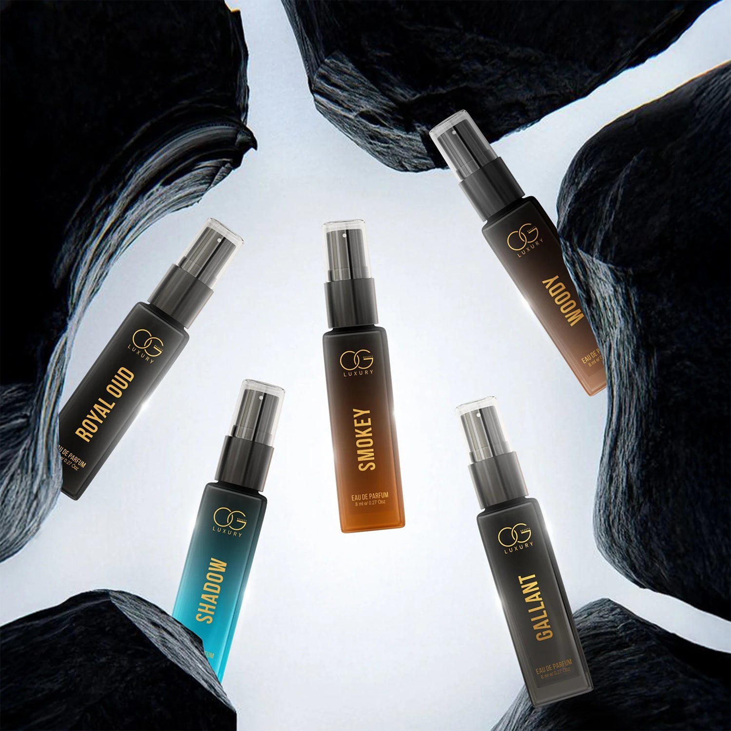 OG Charm Essence Perfume Combo, a collection of bold and woody men's perfumes
