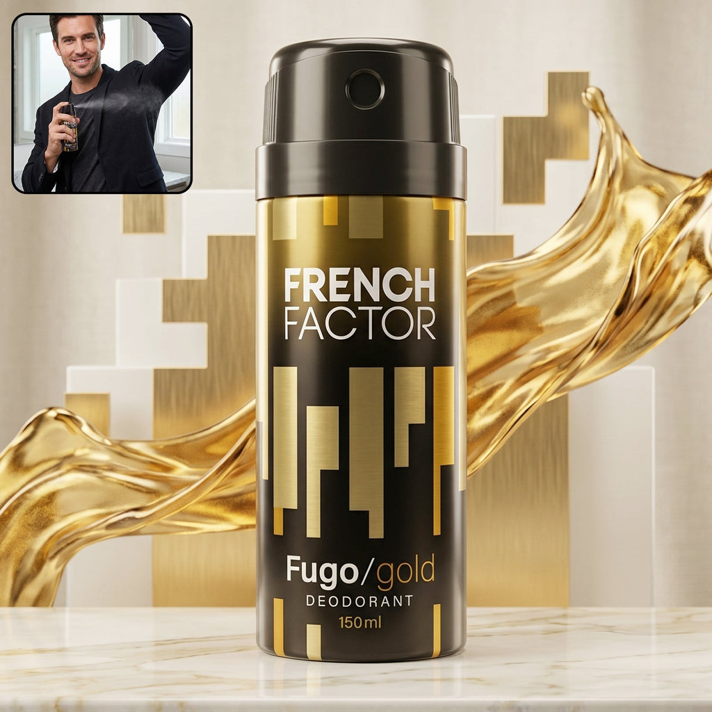 French Factor Fugo Gold men's deodorant body spray in 150 ML bottle