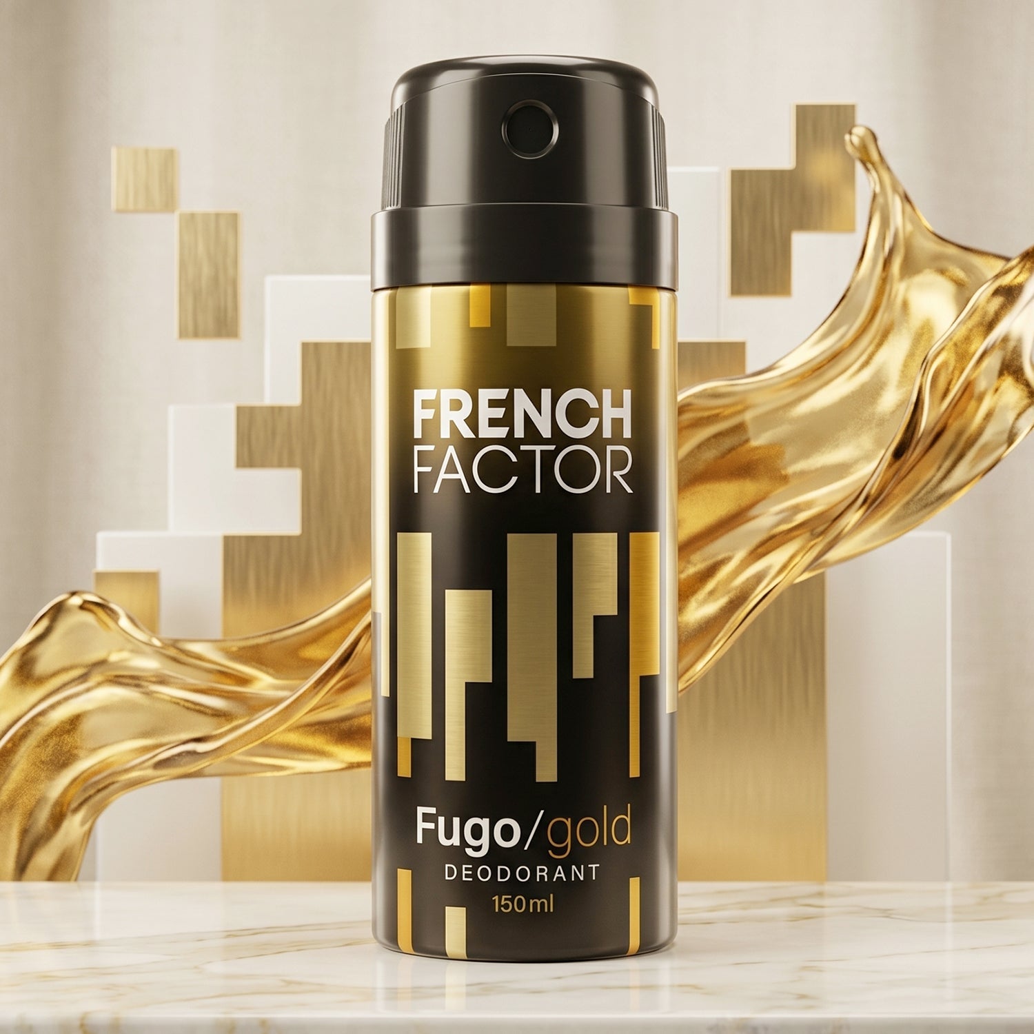 Fugo Gold body deodorant spray compact bottle for travel