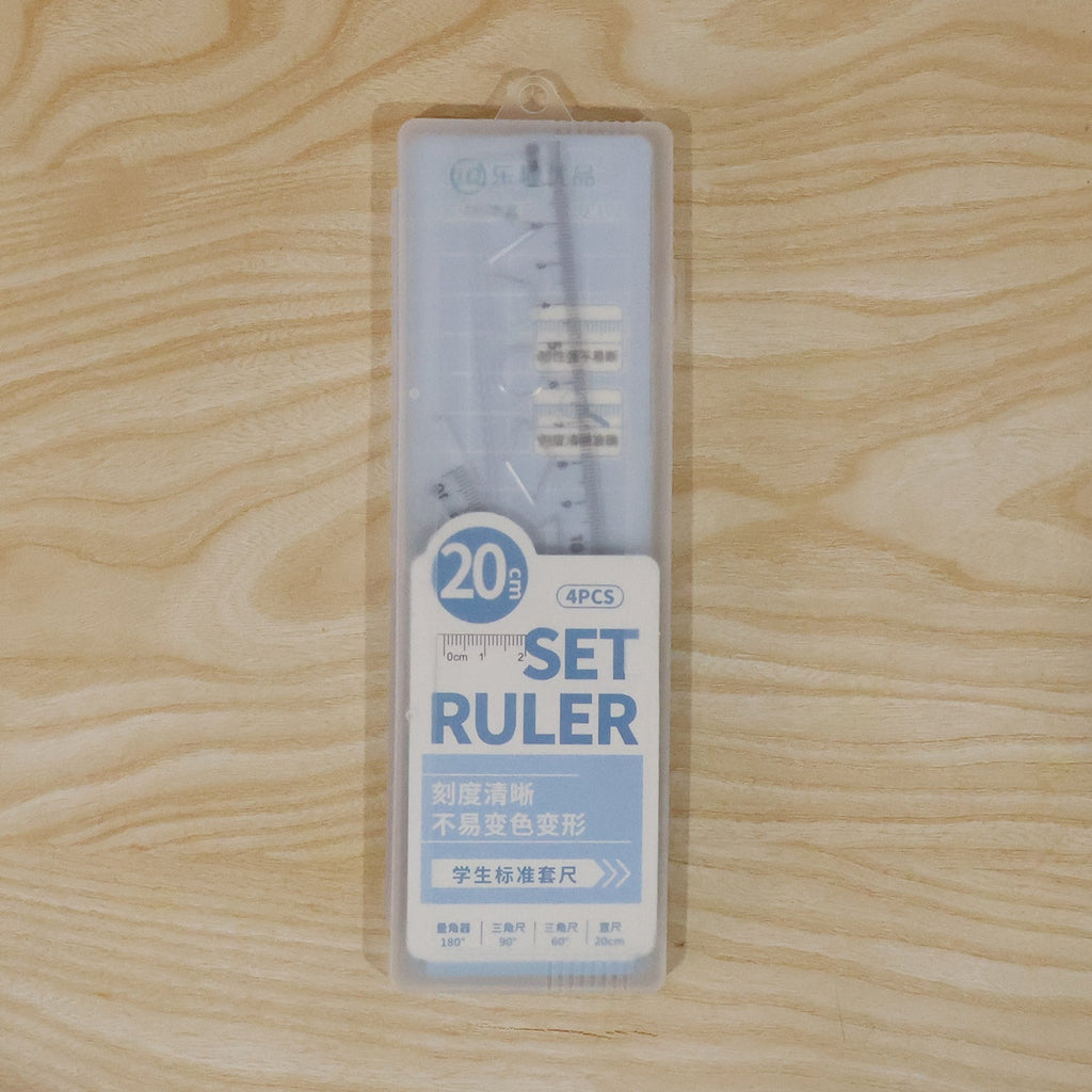 Packaged student geometry ruler set in box for easy storage