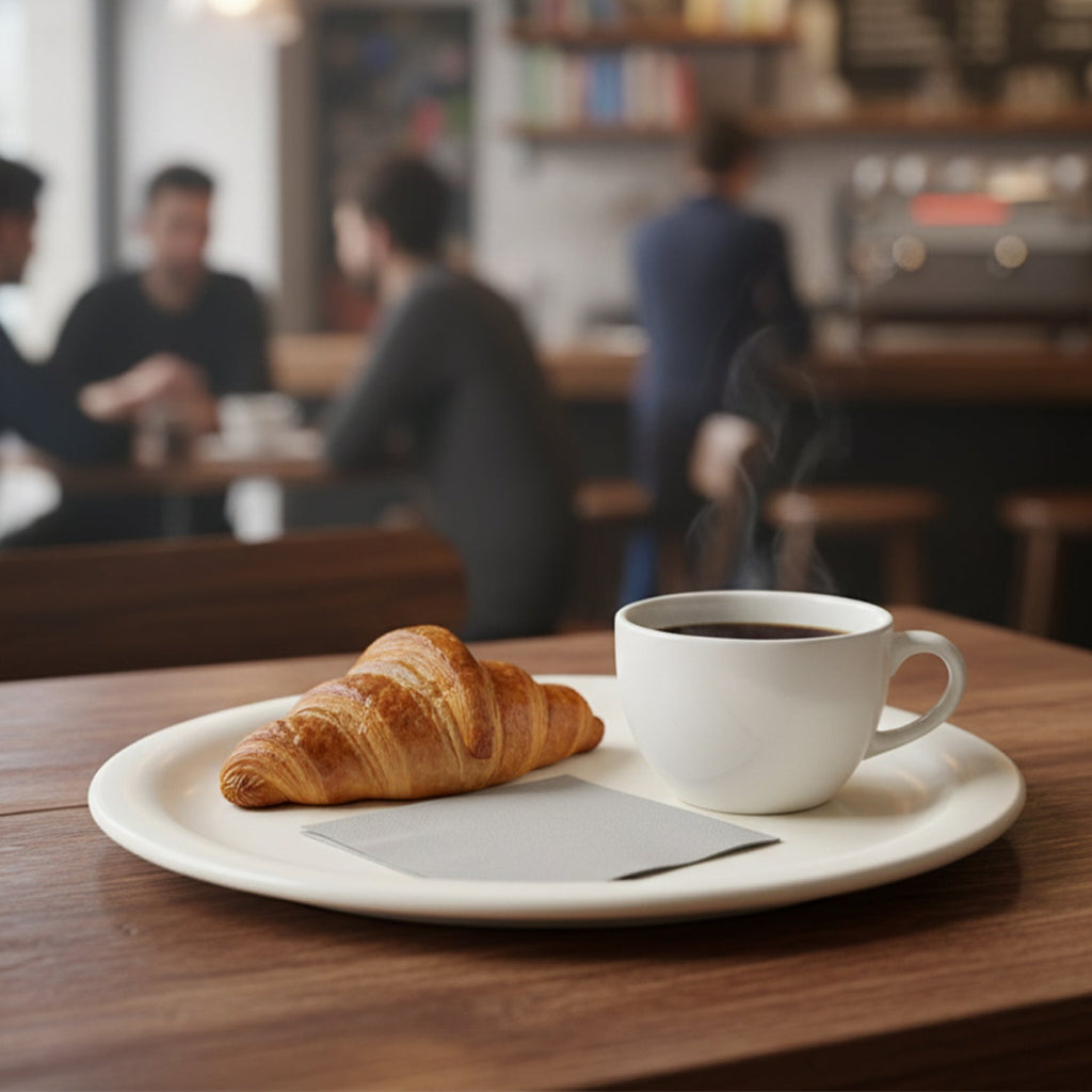 Stackable serving plates designed for compact kitchen storage