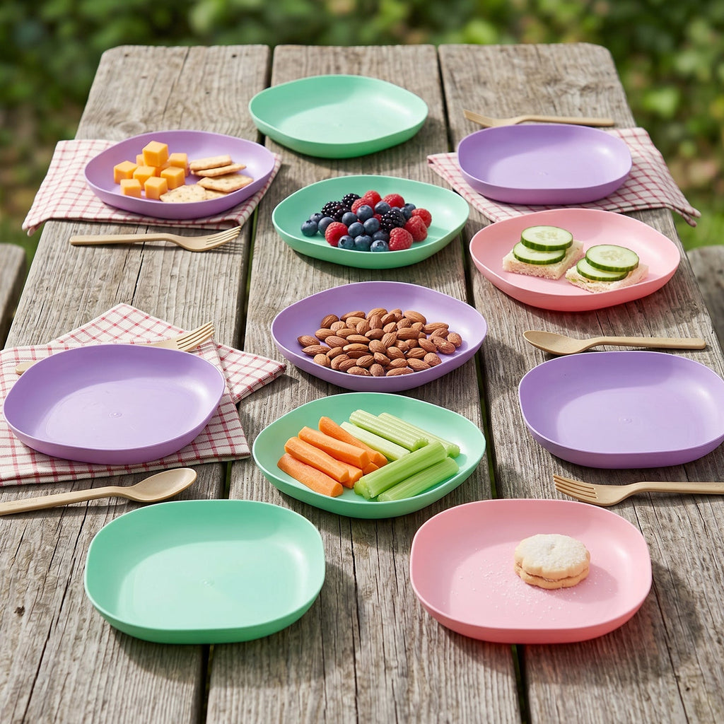 Versatile plastic serving tray set for snacks, fruits, and desserts