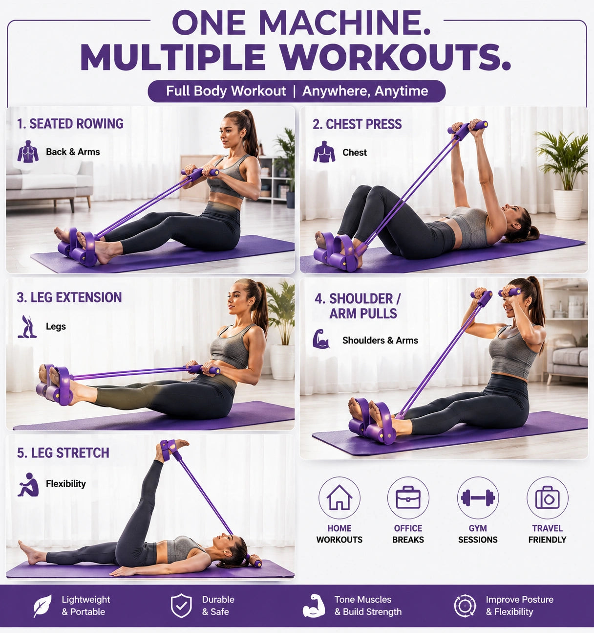 Multifunction Pull Rope Resistance Band Trainer