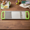 A 2-in-1 potato slicer and cutter displayed on a white background, highlighting its dual functionality.
