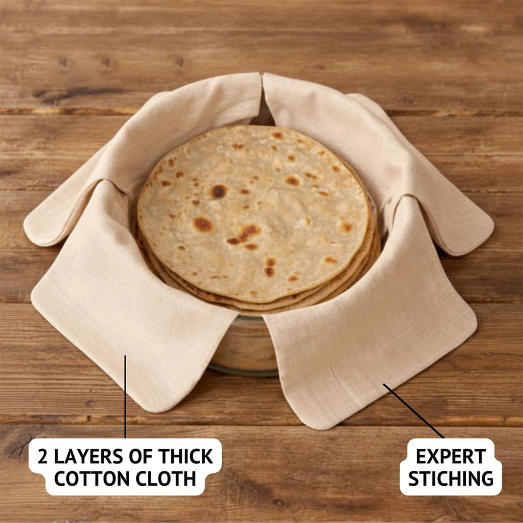 Fresh rotis covered with breathable cotton roti cloth
