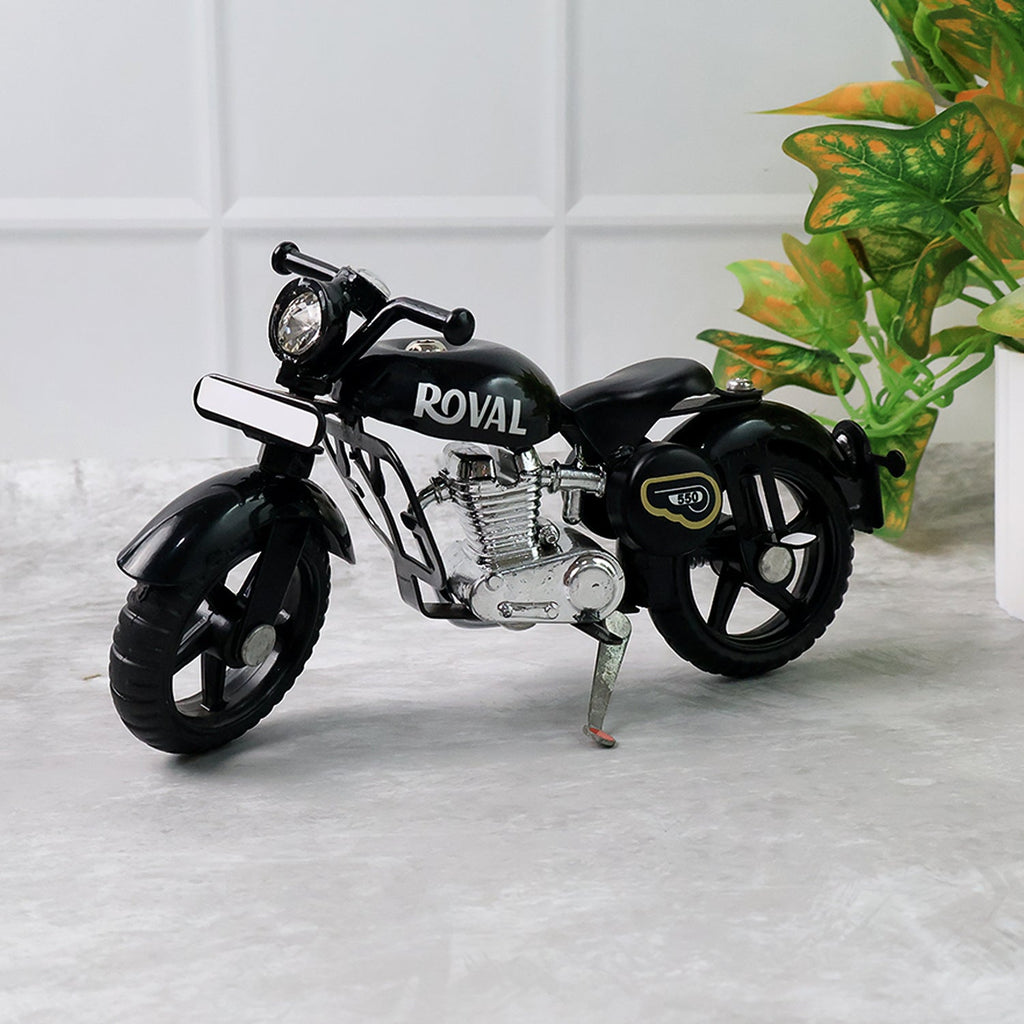 Metal Bullet Bike Toy miniature model with side stand and rolling wheels