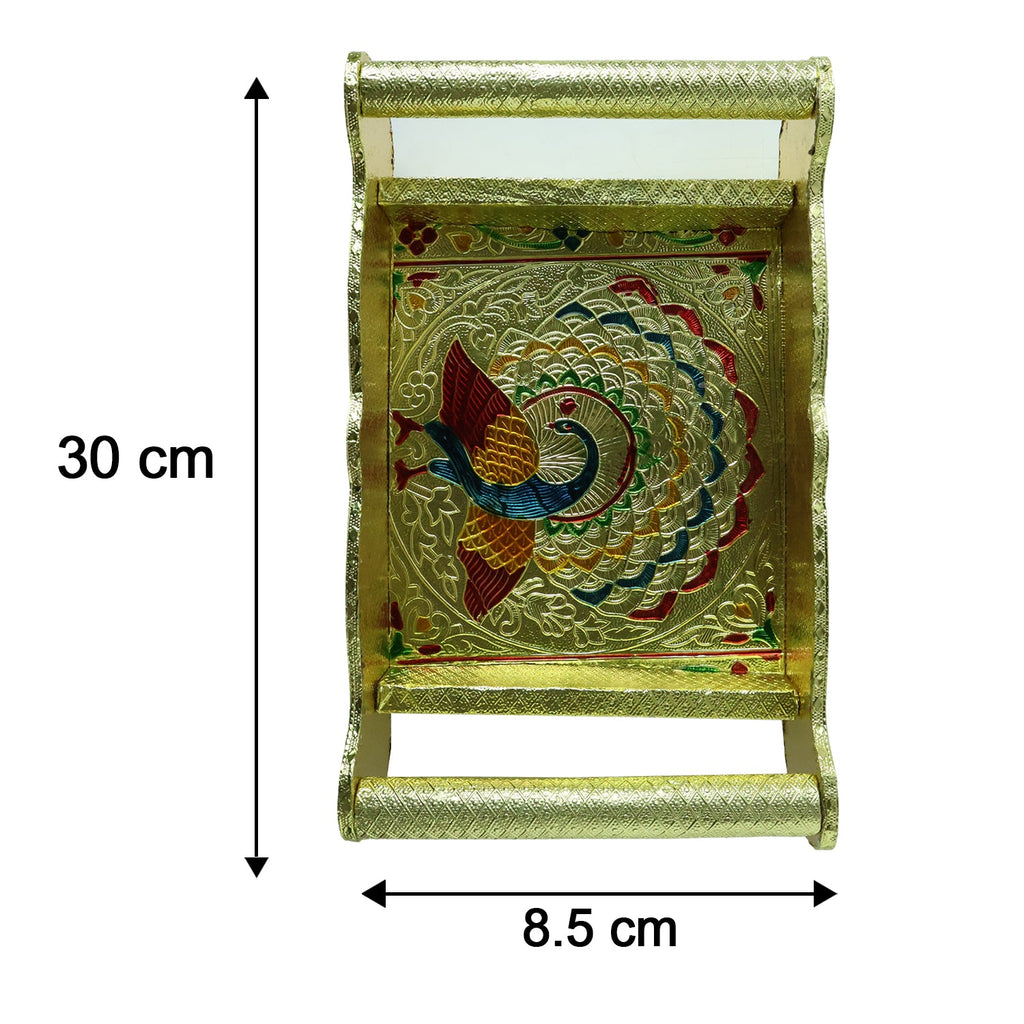 Detailed size specifications for the Minakari serving tray and glasses.