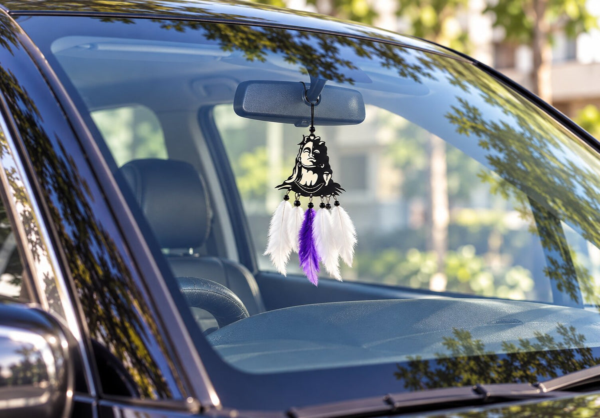 Shiva Adiyogi Car Hanging Idol with Feathers