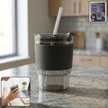 Clear plastic tumbler with lid and reusable straw, perfect for daily hydration.