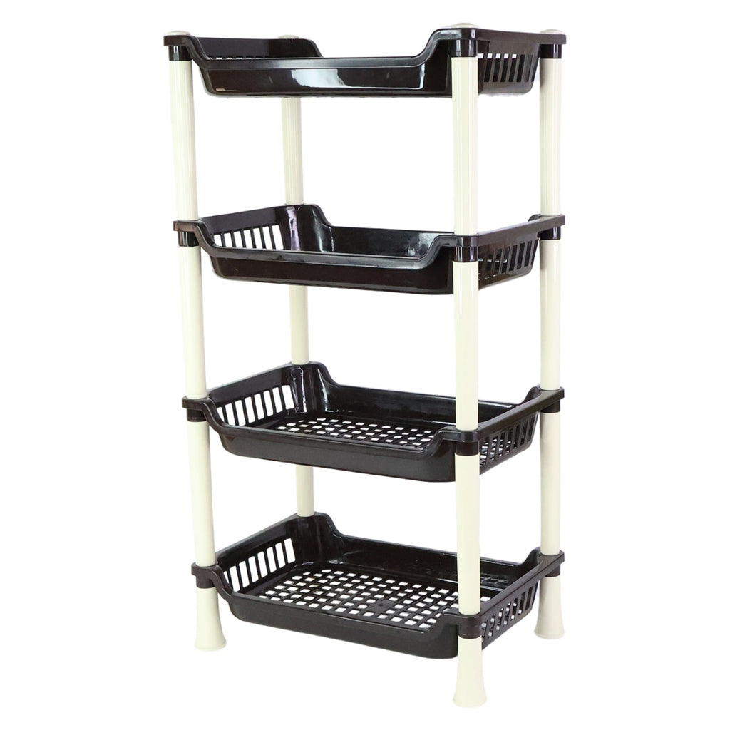 Close-up showing material and design details of the plastic storage rack
