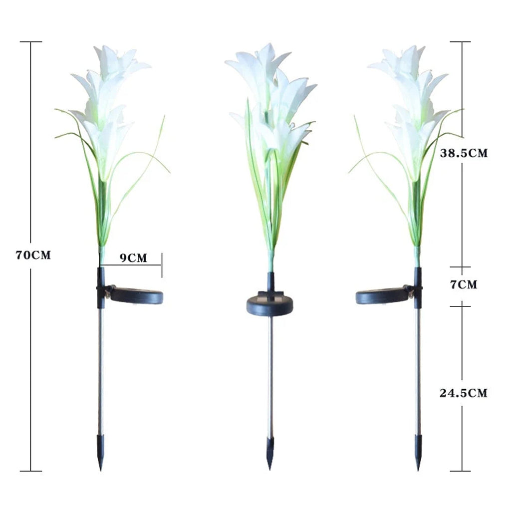 Dimension representation of solar garden flower lights approximately 40 cm tall
