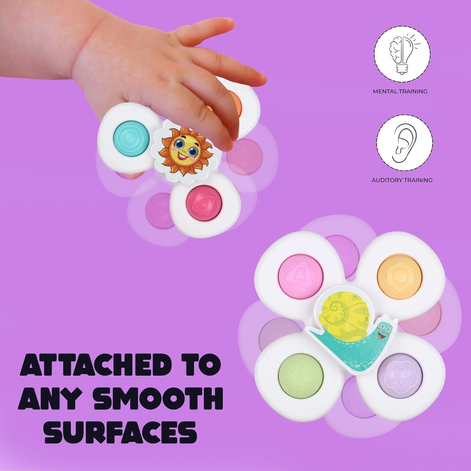 White baby spinner toy set pieces shown individually for clarity