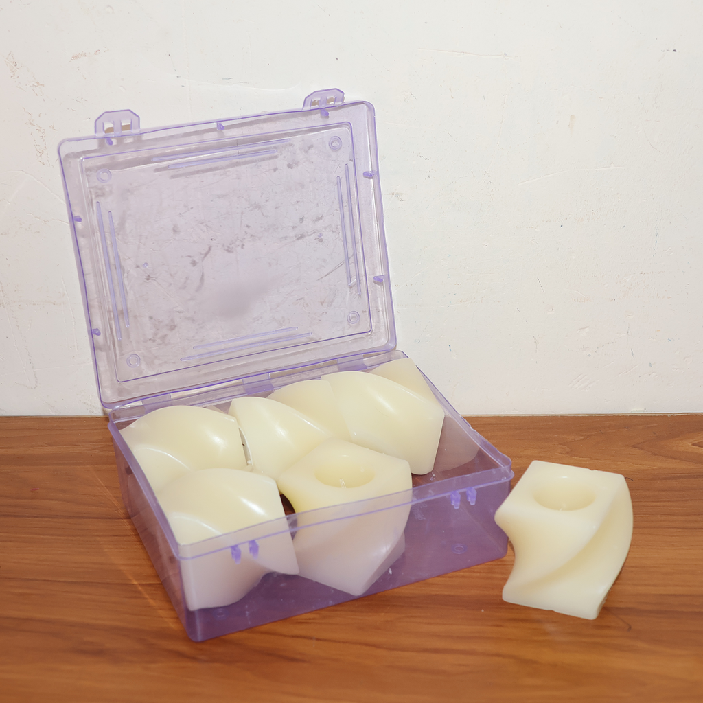 Realistic flickering effect of Square LED Flameless Candles in a dark room