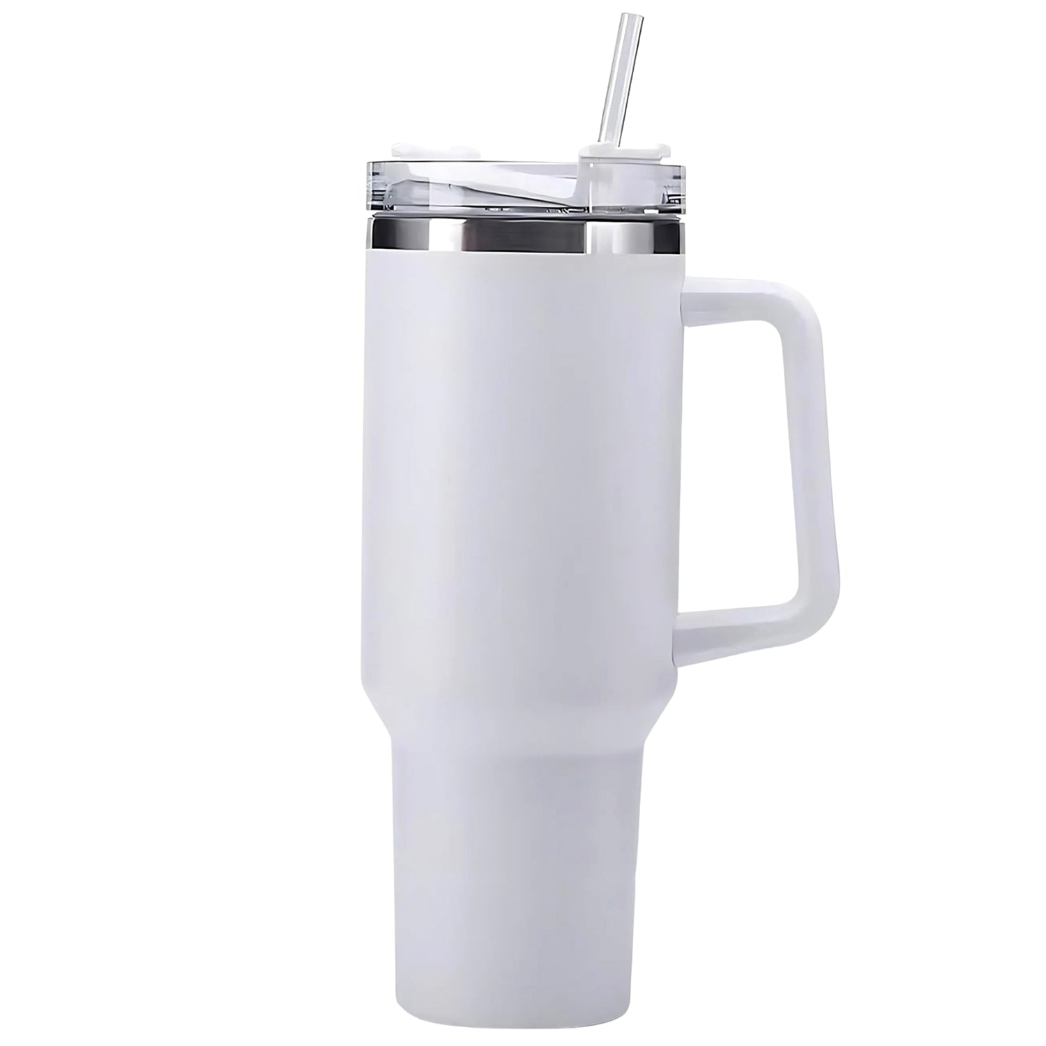 Portable white stainless steel drink tumbler ideal for office and travel