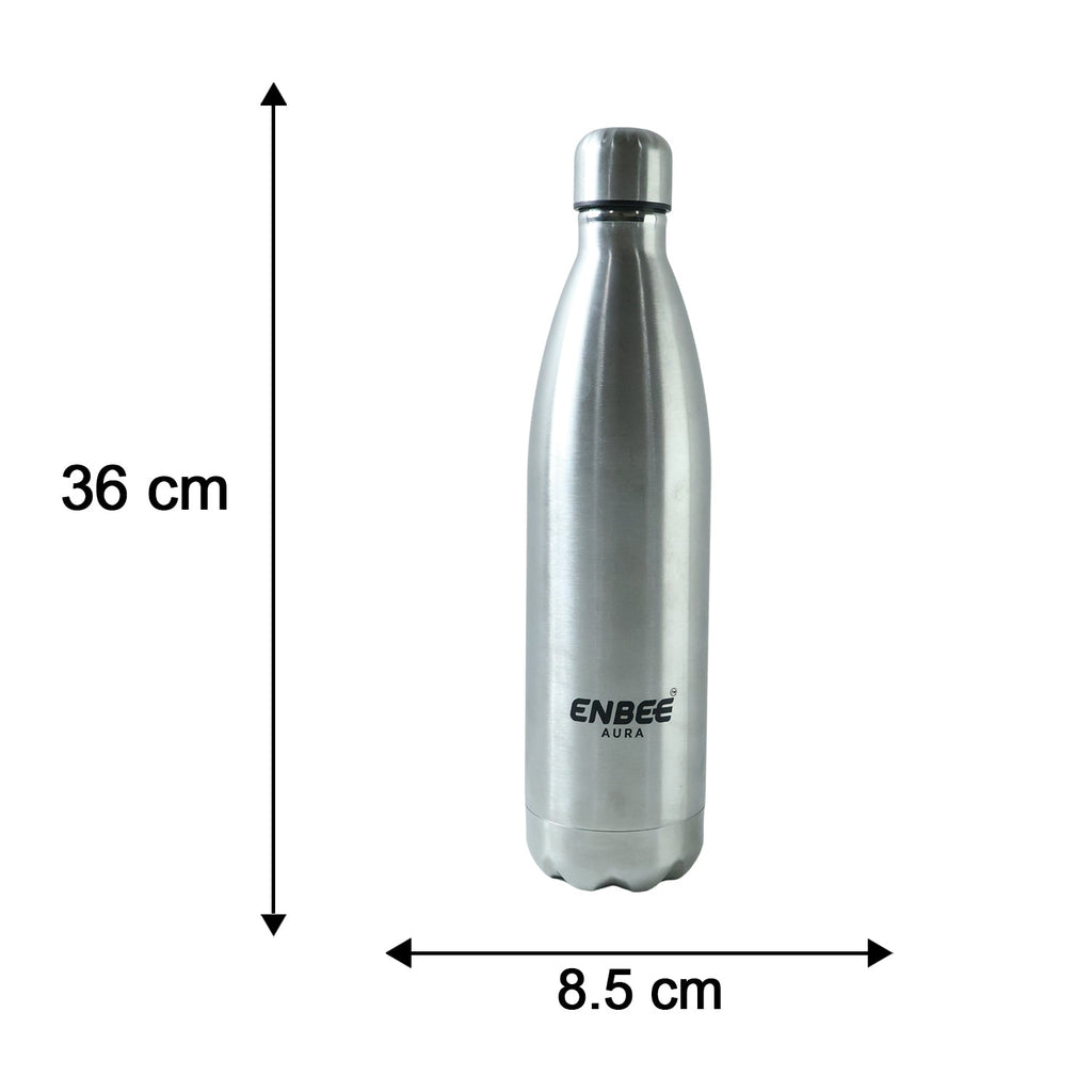 Vacuum insulated steel bottle with sleek look