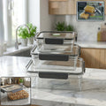 Airtight container set with locking lids for kitchen storage