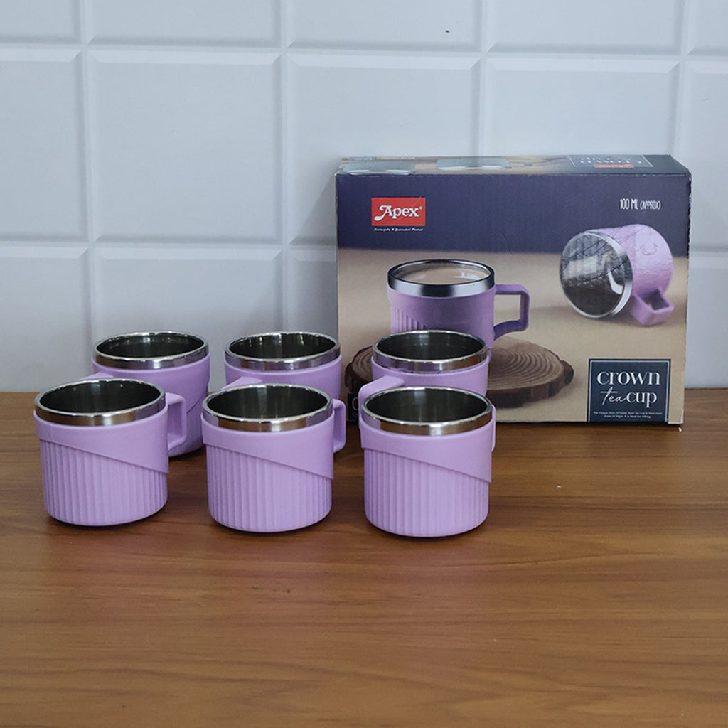 Heat-safe Tea Coffee Cup Set being used for a hot beverage, demonstrating comfort.