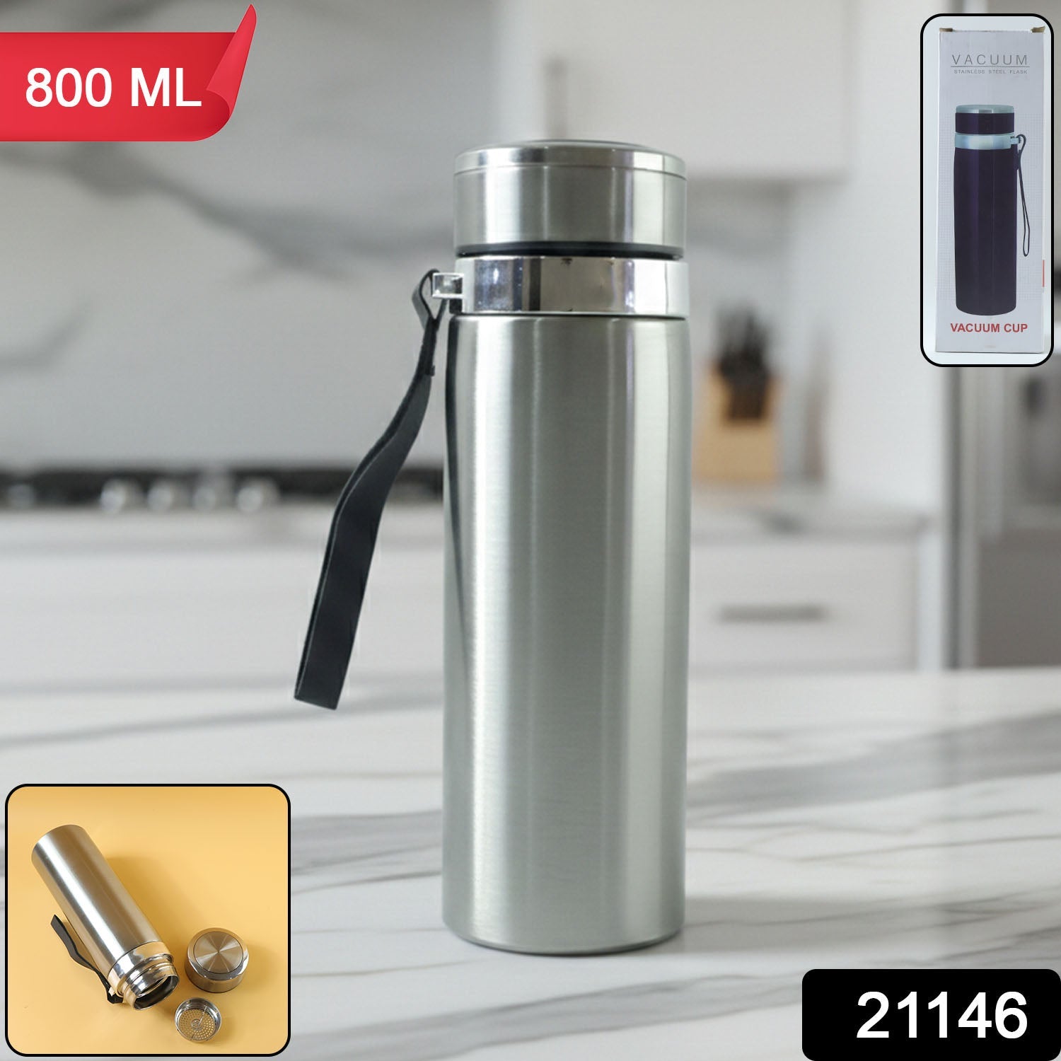 Insulated water bottle with double wall construction