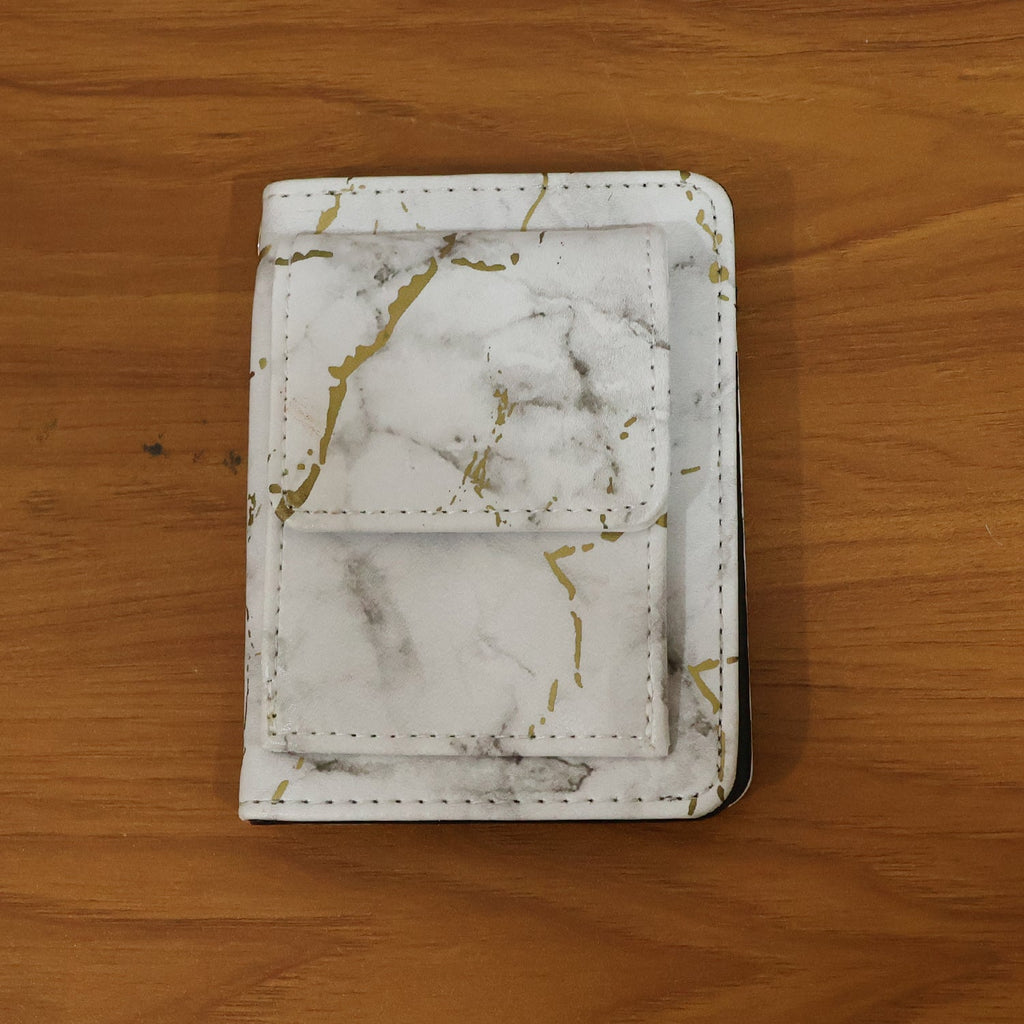 Marble style snap button card holder compact wallet